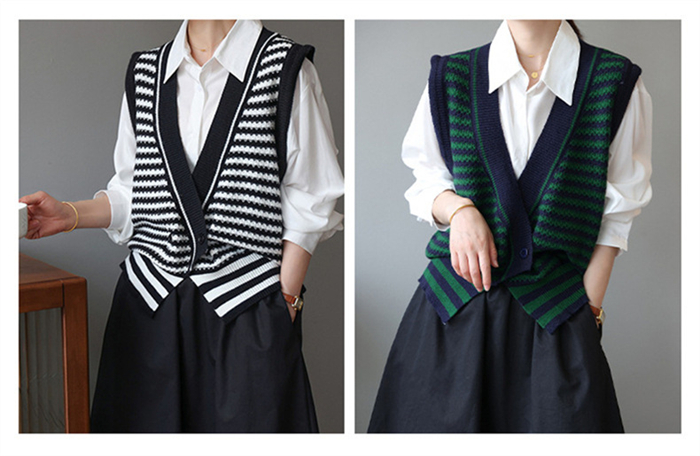 <br>ジレ レディース 秋冬 ニットベスト ニットジレ ニット 厚手 前開き ロングジレ ロングベスト ストライプ 大きいサイズ フード付き 開襟 ポケット ゆったり カーディガン 羽織り おしゃれ 大人可愛い レイヤード 体型カバー 送料無料