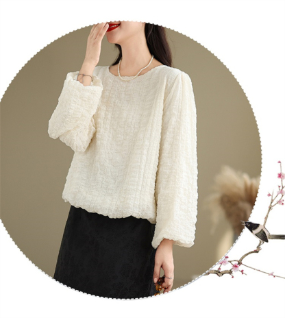 <br>トップス レース レースインナー シアーシャツ 透け感  レースインナー ボリューム袖 バルーンスリープ  カットソー 刺繍 着回し 着映え フェミニン タートルネック 洗える ゆったり レディース 秋 冬 おしゃれ 大人可愛い 送料無料