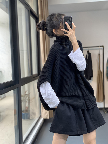 <br>ベスト ニットベスト レディース ポンチョ ローゲージニット チャンキーニット レイヤード 秋 トップス 上着 ケープ セーター ニットトップス 伸縮性 無地 ゆったり カジュアル シンプル きれいめ おしゃれ 大きいサイズ 重ね着 送料無料