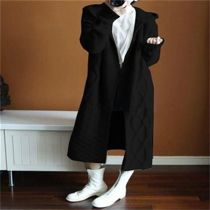 <br>ロングニットコート カーディガン レディース 秋 秋冬 大きいサイズ 厚手 パーカー 帽子 フード付き ニットカーディガン マキシ丈 ニット ロングカーディガン ロングニット アウター 羽織り 長袖 Vネック Iライン ローゲージニット 送料無料