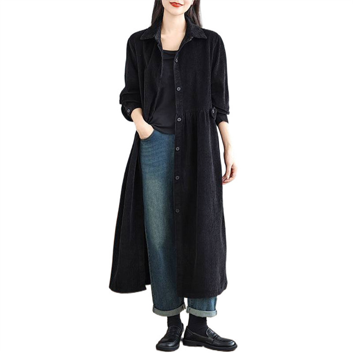 <br>シャツワンピース 長袖 ロング丈 秋 大きいサイズ 秋冬 きれいめ ロングワンピース レディース 羽織り 送料無料 裏起毛 コーデュロイ ワンピース コーデュロイワンピ マキシワンピース 体型カバー あったか 暖かい ミモレ ゆったり カジュアル 大人 着痩せ 50代 冬 無地