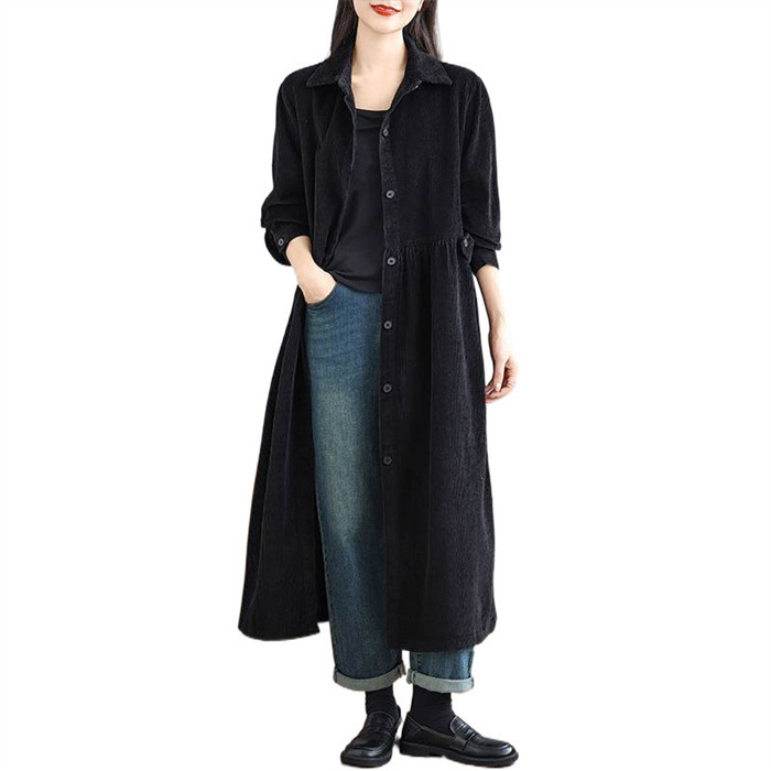 <br>シャツワンピース 長袖 ロング丈 秋 大きいサイズ 秋冬 きれいめ ロングワンピース レディース 羽織り 送料無料 裏起毛 コーデュロイ ワンピース コーデュロイワンピ マキシワンピース 体型カバー あったか 暖かい ミモレ ゆったり カジュアル 大人 着痩せ 50代 冬 無地