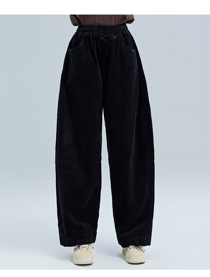 <br>バルーンパンツ ワイドパンツ ロング レディース 黒 コーデュロイ 大きいサイズ ワイド ボトムス 秋 秋物 秋冬 シンプル きれいめ ブラック カジュアル 暖かい あったか 送料無料 ロングパンツ マキシ丈 通勤 日常 ゆったり 無地 体型カバー ウェストゴム