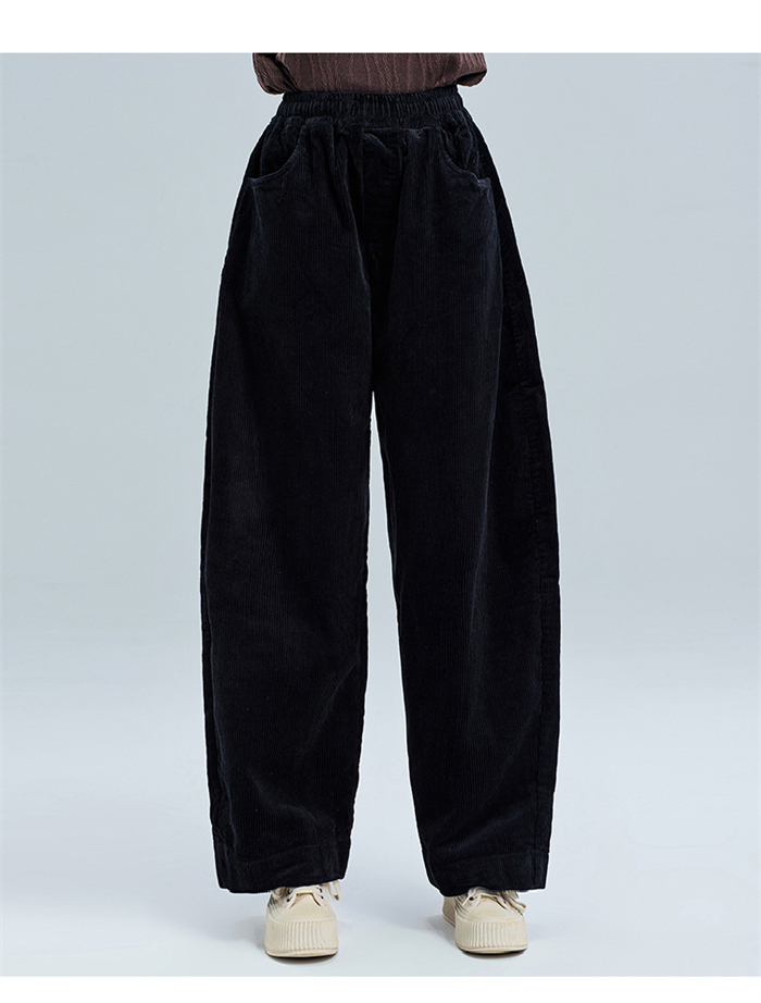 <br>バルーンパンツ ワイドパンツ ロング レディース 黒 コーデュロイ 大きいサイズ ワイド ボトムス 秋 秋物 秋冬 シンプル きれいめ ブラック カジュアル 暖かい あったか 送料無料 ロングパンツ マキシ丈 通勤 日常 ゆったり 無地 体型カバー ウェストゴム