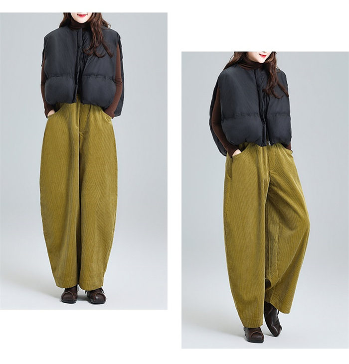 <br>バルーンパンツ ワイドパンツ ロング レディース 黒 コーデュロイ 大きいサイズ ワイド ボトムス 秋 秋物 秋冬 シンプル きれいめ ブラック カジュアル 暖かい あったか 送料無料 ロングパンツ マキシ丈 通勤 日常 ゆったり 無地 体型カバー ウェストゴム