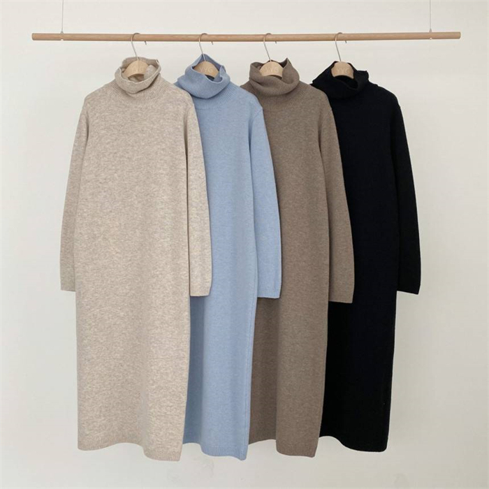 <br>ニットワンピース 冬 秋冬 大きいサイズ マキシ丈 ロングワンピース ニット ロングニットワンピース リブニット ニット ワンピース レディース ハイネック 長袖 カジュアル ブラック きれいめ ハイウエスト マタニティ プリーツ ゆったりめ 体型カバー 送料無料