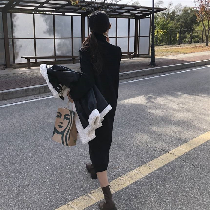 <br>ニットワンピース 冬 秋冬 大きいサイズ マキシ丈 ロングワンピース ニット ロングニットワンピース リブニット ニット ワンピース レディース ハイネック 長袖 カジュアル ブラック きれいめ ハイウエスト マタニティ プリーツ ゆったりめ 体型カバー 送料無料