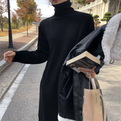 <br>ニットワンピース 冬 秋冬 大きいサイズ マキシ丈 ロングワンピース ニット ロングニットワンピース リブニット ニット ワンピース レディース ハイネック 長袖 カジュアル ブラック きれいめ ハイウエスト マタニティ プリーツ ゆったりめ 体型カバー 送料無料