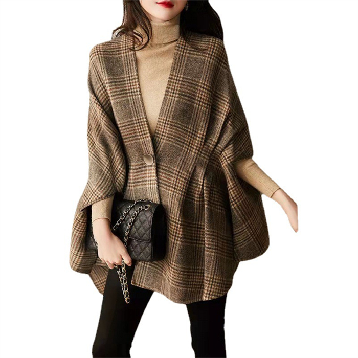 <br>ポンチョ レディース ケープコート ジュノア ジャケット アウター チェック 送料無料 韓国ファッション ショート ポンチョコート ノーカラー ゆったり 上品 高見え 人気 秋 冬 50代 40代 きれいめ 大きいサイズ 秋冬 チェスターコート 通勤 お出かけ