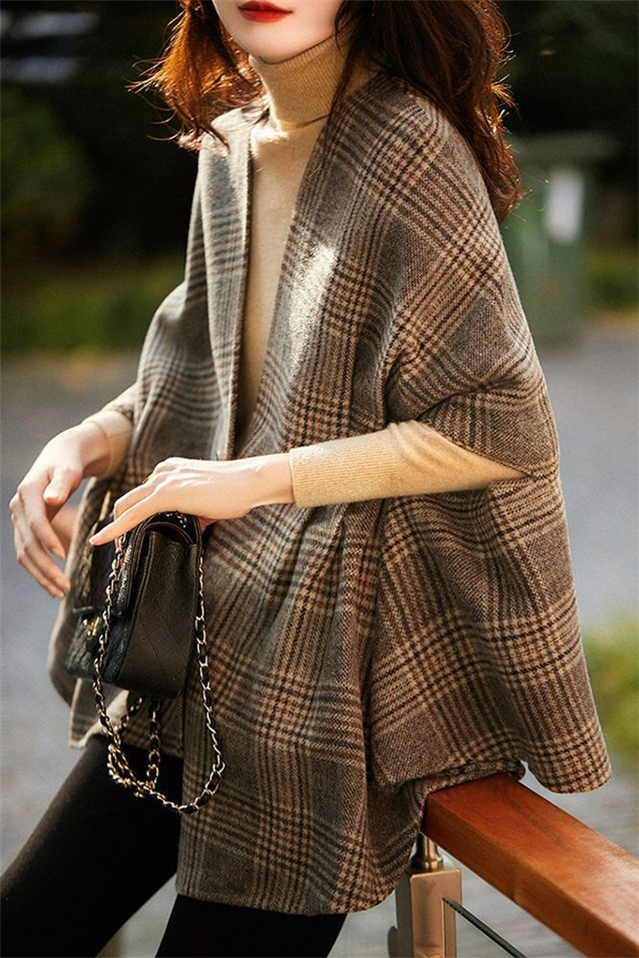 <br>ポンチョ レディース ケープコート ジュノア ジャケット アウター チェック 送料無料 韓国ファッション ショート ポンチョコート ノーカラー ゆったり 上品 高見え 人気 秋 冬 50代 40代 きれいめ 大きいサイズ 秋冬 チェスターコート 通勤 お出かけ