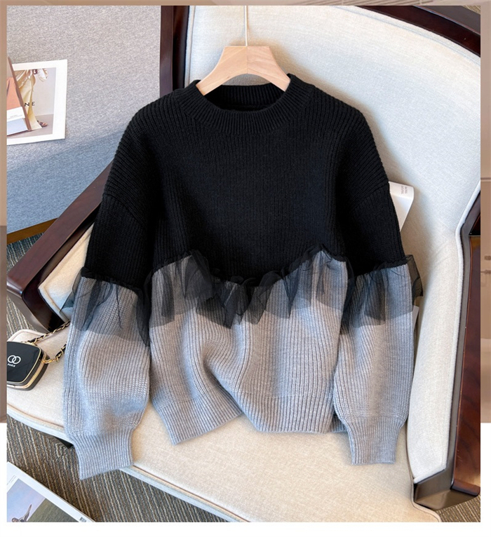 <br>チュール ドッキング ビスチェ風 ニット トップス レディース ニットトップス セーター プルオーバー 長袖 オーバーサイズ 体型カバー チュニック 着映え トレンド カジュアル きれいめ 防寒 暖か ニットセーター ゆったり 長袖 おしゃれ 無地 秋冬