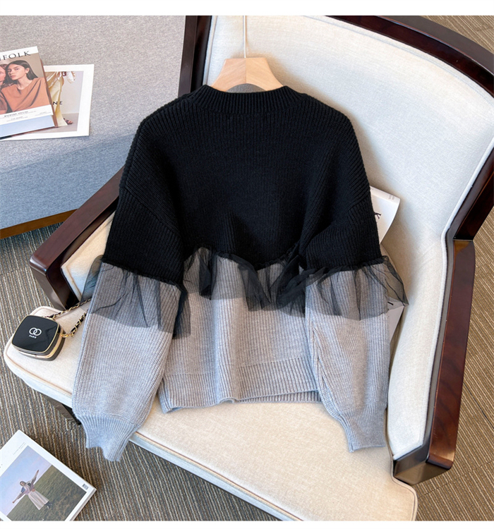 <br>チュール ドッキング ビスチェ風 ニット トップス レディース ニットトップス セーター プルオーバー 長袖 オーバーサイズ 体型カバー チュニック 着映え トレンド カジュアル きれいめ 防寒 暖か ニットセーター ゆったり 長袖 おしゃれ 無地 秋冬