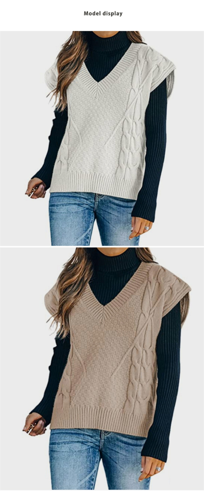 <br>ニットベスト レディース オーバーサイズ Vネック ケーブル編み トップス ベスト ニット チョッキ ノースリーブ シンプル 着回し力 体型カバー 着心地 普段着 通勤 春 秋 冬 柔らかい ニットタンクトップ レイヤード風 無地 送料無料