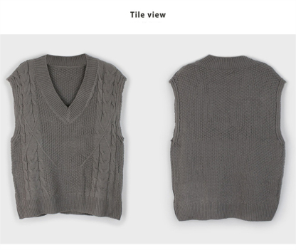 <br>ニットベスト レディース オーバーサイズ Vネック ケーブル編み トップス ベスト ニット チョッキ ノースリーブ シンプル 着回し力 体型カバー 着心地 普段着 通勤 春 秋 冬 柔らかい ニットタンクトップ レイヤード風 無地 送料無料