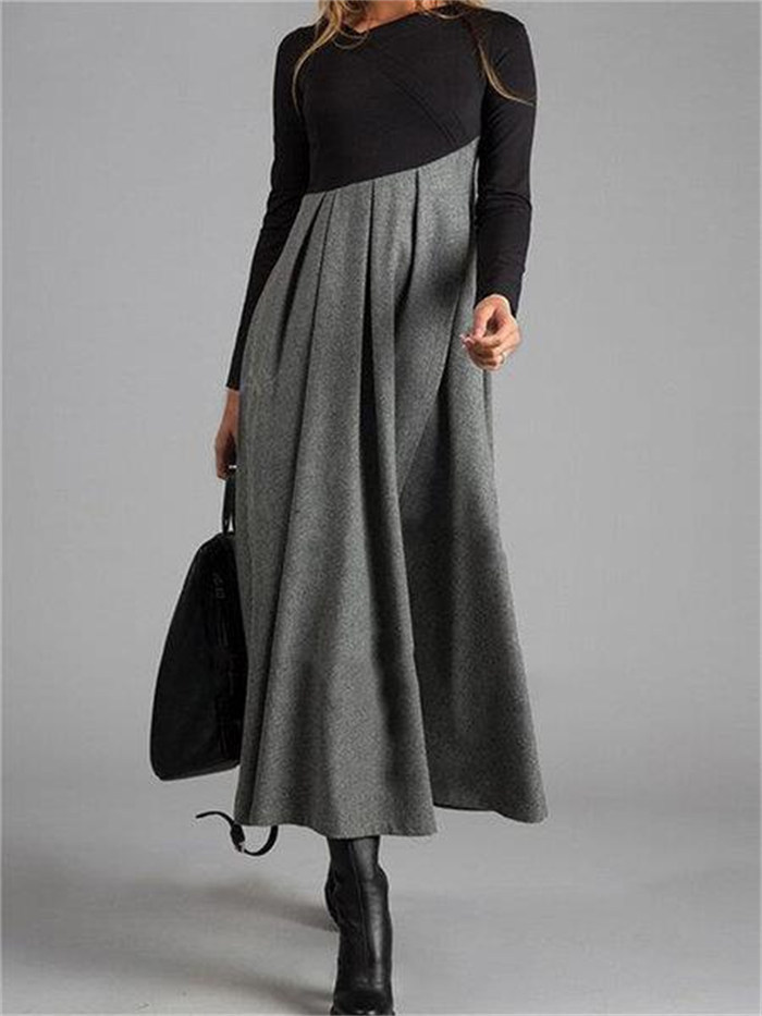 ロングワンピース ニット ニットワンピース レディース ワンピース ワンピ フレア Aライン 長袖 ロング丈 大きいサイズ 体型カバー サンゴ あったか 暖かい あったか ミモレ ゆったり カジュアル プリーツ 大人 着痩せ 50代 上品 秋 冬 切替