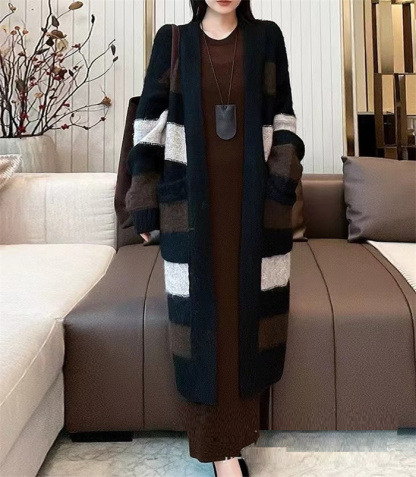 <br>カーディガン レディース 秋冬 ロング 冬 秋 大きいサイズ ニット アウター ニットカーディガン ロングカーディガン マキシ ロングカーデ ざっくり リブ 長袖 オーバーサイズ 羽織 ロングニットコート 厚手 ロングニット Vネック Iライン ローゲージニット 送料無料