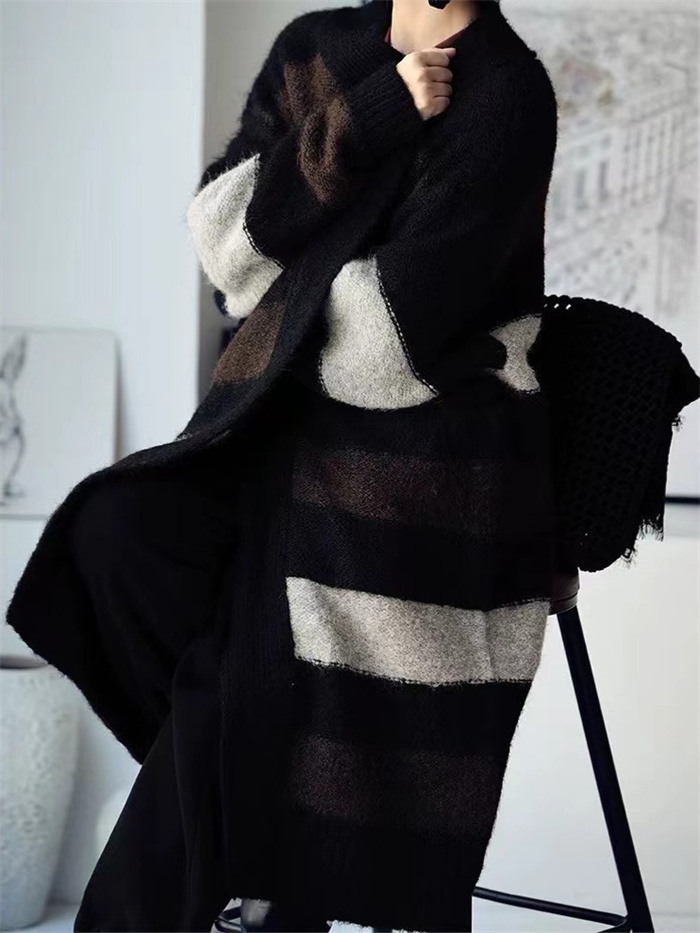 <br>カーディガン レディース 秋冬 ロング 冬 秋 大きいサイズ ニット アウター ニットカーディガン ロングカーディガン マキシ ロングカーデ ざっくり リブ 長袖 オーバーサイズ 羽織 ロングニットコート 厚手 ロングニット Vネック Iライン ローゲージニット 送料無料