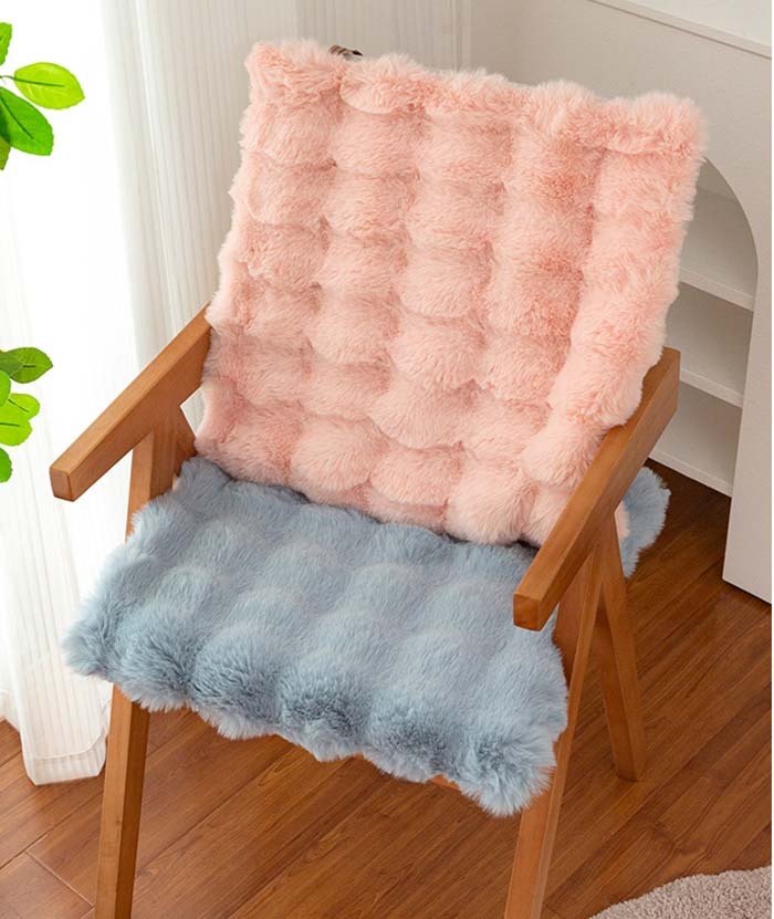 チェアパッド　フェイクファー　滑り止め　座布団　2枚セット　角型　ふわふわ　もこもこ　シャギー　クッション　シートクッション　椅子用　畳用　スクエアクッション　無地　座り心地いい