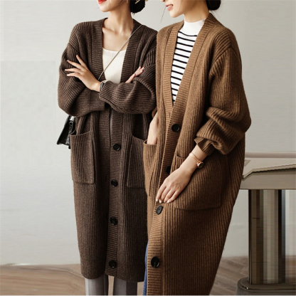 <br>カーディガン レディース 秋冬 ロング 冬 秋 大きいサイズ ニット アウター ニ　ットカーディガン ロングカーディガン マキシ ロングカーデ ざっくり リブ 長袖 オーバーサイズ 羽織 ロングニットコート 厚手 ロングニット Vネック Iライン ローゲージニット 送料無料