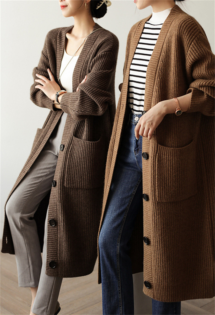 <br>カーディガン レディース 秋冬 ロング 冬 秋 大きいサイズ ニット アウター ニ　ットカーディガン ロングカーディガン マキシ ロングカーデ ざっくり リブ 長袖 オーバーサイズ 羽織 ロングニットコート 厚手 ロングニット Vネック Iライン ローゲージニット 送料無料