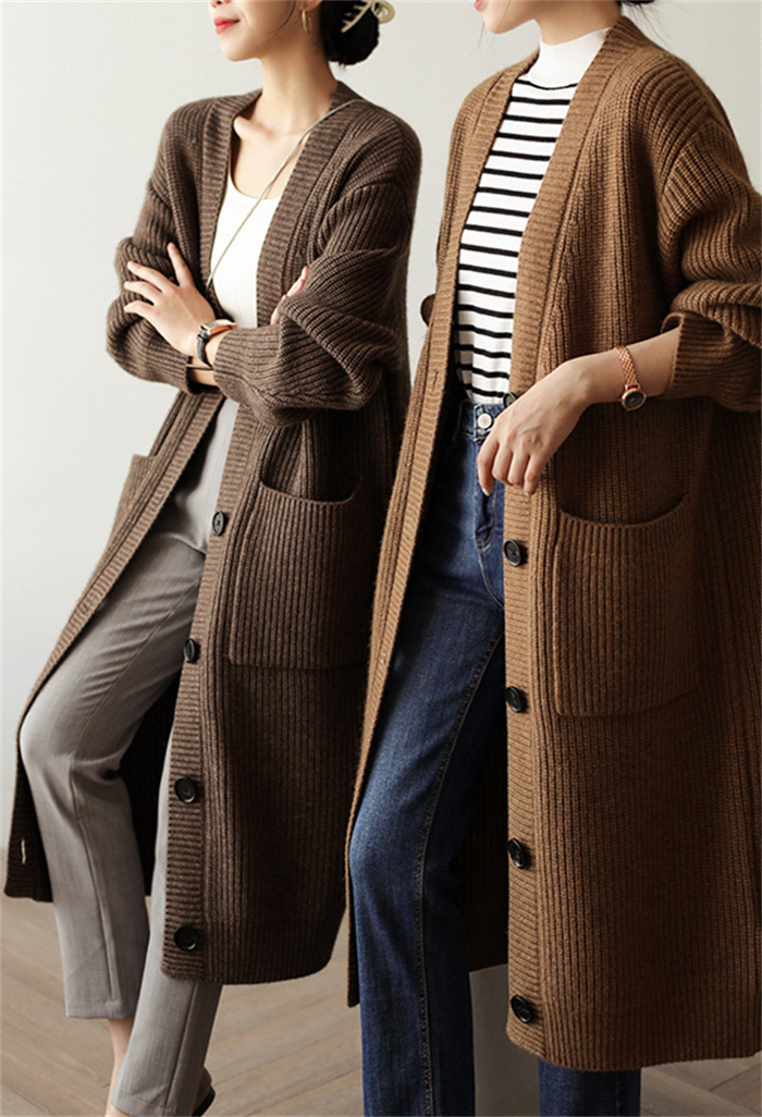 <br>カーディガン レディース 秋冬 ロング 冬 秋 大きいサイズ ニット アウター ニ　ットカーディガン ロングカーディガン マキシ ロングカーデ ざっくり リブ 長袖 オーバーサイズ 羽織 ロングニットコート 厚手 ロングニット Vネック Iライン ローゲージニット 送料無料