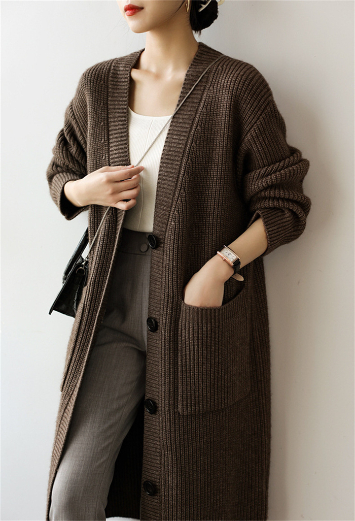 <br>カーディガン レディース 秋冬 ロング 冬 秋 大きいサイズ ニット アウター ニ　ットカーディガン ロングカーディガン マキシ ロングカーデ ざっくり リブ 長袖 オーバーサイズ 羽織 ロングニットコート 厚手 ロングニット Vネック Iライン ローゲージニット 送料無料