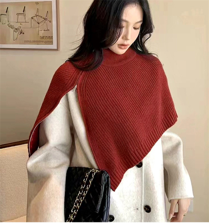 <br>ニットベスト 変形 グレー ベスト ニット セーター トップス レディース 半袖 ハイネック タートルネック イレギュラー ポンチョ ストール 秋冬 プルオーバー 大きいサイズ 重ね着 レイヤード 二の腕カバー 黒 送料無料