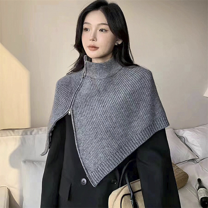 <br>ニットベスト 変形 グレー ベスト ニット セーター トップス レディース 半袖 ハイネック タートルネック イレギュラー ポンチョ ストール 秋冬 プルオーバー 大きいサイズ 重ね着 レイヤード 二の腕カバー 黒 送料無料