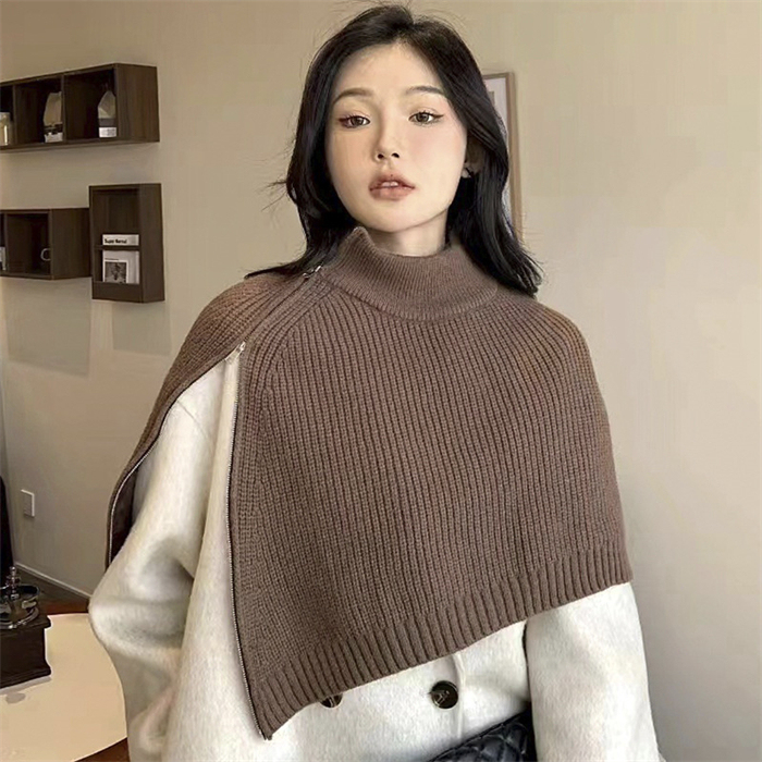 <br>ニットベスト 変形 グレー ベスト ニット セーター トップス レディース 半袖 ハイネック タートルネック イレギュラー ポンチョ ストール 秋冬 プルオーバー 大きいサイズ 重ね着 レイヤード 二の腕カバー 黒 送料無料