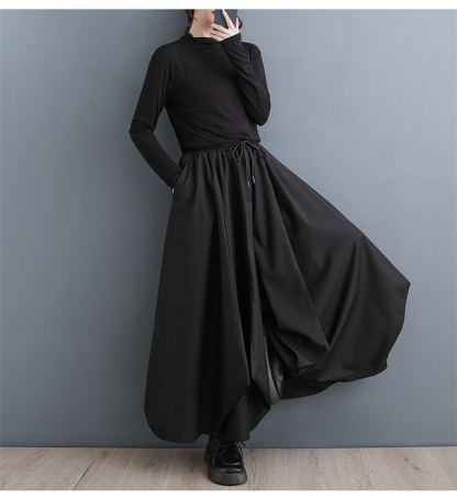 <br>バルーンパンツ レディース 秋冬 ワイドパンツ ロング 黒 大きいサイズ ワイド バルーン パンツ ボトムス 秋 秋物 シンプル きれいめ ブラック カジュアル 大人可愛い 送料無料 ロングパンツ マキシ丈 冬 通勤 日常 ゆったり系 無地 体型カバー ウェストゴム