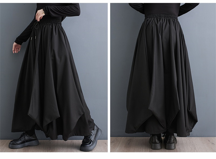 <br>バルーンパンツ レディース 秋冬 ワイドパンツ ロング 黒 大きいサイズ ワイド バルーン パンツ ボトムス 秋 秋物 シンプル きれいめ ブラック カジュアル 大人可愛い 送料無料 ロングパンツ マキシ丈 冬 通勤 日常 ゆったり系 無地 体型カバー ウェストゴム