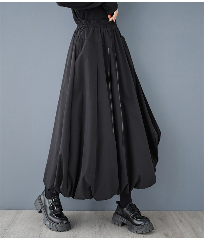 <br>スカート ロング レディース 黒 大きいサイズ バルーンスカート ボトムス 厚手 秋 ロングスカート ミモレ丈 シンプル きれいめ 大人可愛い ブラック カジュアル 送料無料 秋冬 ロング ワイド バルーン 秋物 マキシ丈 冬 通勤 日常 ゆったり 無地 体型カバー ウェストゴム