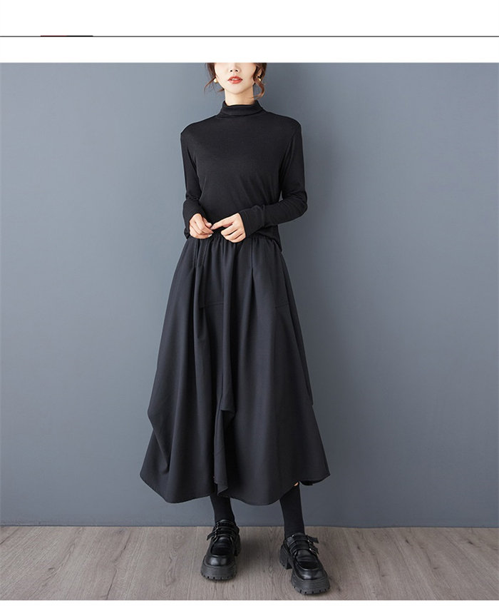 <br>スカート ロング レディース 黒 大きいサイズ バルーンスカート ボトムス 厚手 秋 ロングスカート ミモレ丈 シンプル きれいめ 大人可愛い ブラック カジュアル 送料無料 秋冬 ロング ワイド バルーン 秋物 マキシ丈 冬 通勤 日常 ゆったり 無地 体型カバー ウェストゴム