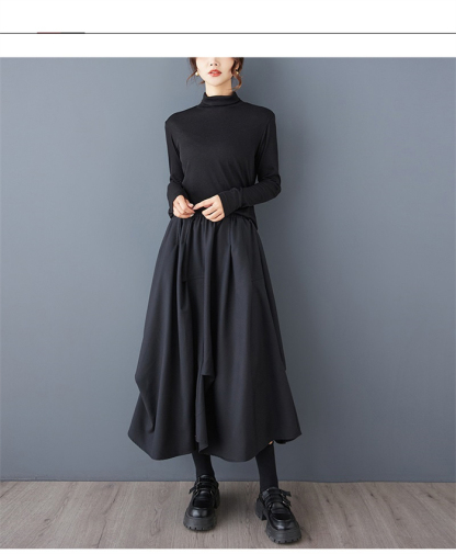 <br>スカート ロング レディース 黒 大きいサイズ バルーンスカート ボトムス 厚手 秋 ロングスカート ミモレ丈 シンプル きれいめ 大人可愛い ブラック カジュアル 送料無料 秋冬 ロング ワイド バルーン 秋物 マキシ丈 冬 通勤 日常 ゆったり 無地 体型カバー ウェストゴム