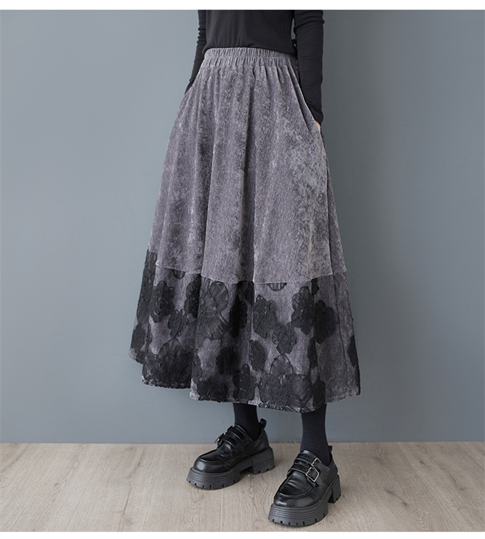 <br>スカート ロング ゴム タイト 秋 レディース ひざ丈 秋冬 ミモレ丈 コーデュロイ プリーツ コーデュロイスカート 黒 大きいサイズ 無地 厚手 着痩せ 体型カバー ボトムス 秋物 ロングスカート シンプル きれいめ ブラック カジュアル 大人可愛い 大人カジュアル 送料無料