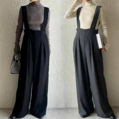 パンツ サロペット スラックス ハイウエスト タック ワイドパンツ 春夏 夏 レディース 上品 きれいめ オフィスカジュアル キャミサロペット ワイドパンツ 大人可愛い レイヤード風 重ね着