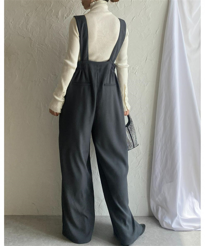 パンツ サロペット スラックス ハイウエスト タック ワイドパンツ 春夏 夏 レディース 上品 きれいめ オフィスカジュアル キャミサロペット ワイドパンツ 大人可愛い レイヤード風 重ね着