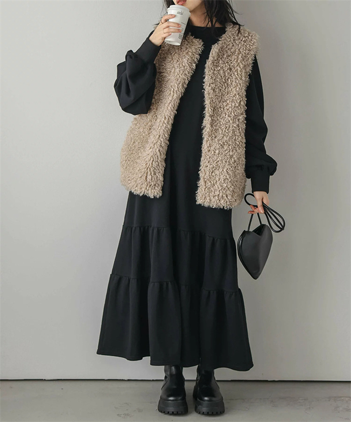<br>パーカー ワンピース ティアード 秋 ティアードワンピース ぽわん袖 パーカーワンピ 秋冬 きれいめ レディース 長袖 ロングワンピース トレーナー カジュアル ビッグシルエット ゆったり 大きいサイズ 体型カバー 大人可愛い 着痩せ 送料無料