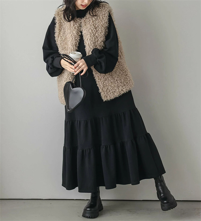<br>パーカー ワンピース ティアード 秋 ティアードワンピース ぽわん袖 パーカーワンピ 秋冬 きれいめ レディース 長袖 ロングワンピース トレーナー カジュアル ビッグシルエット ゆったり 大きいサイズ 体型カバー 大人可愛い 着痩せ 送料無料