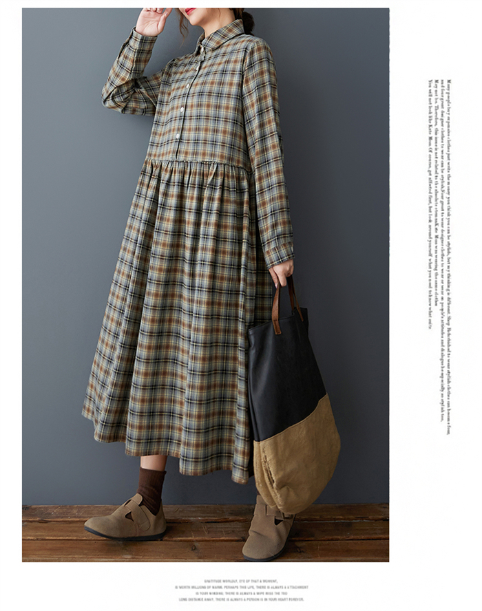 <br>ロングワンピース 秋 長袖 ティアード レディース きれいめ チェック柄 総柄 ティアードワンピース ミモレ丈 花柄長袖ワンピース ビッグシルエット ゆるっと カジュアル ゆったり 大人可愛い 着痩せ 大きいサイズ 送料無料