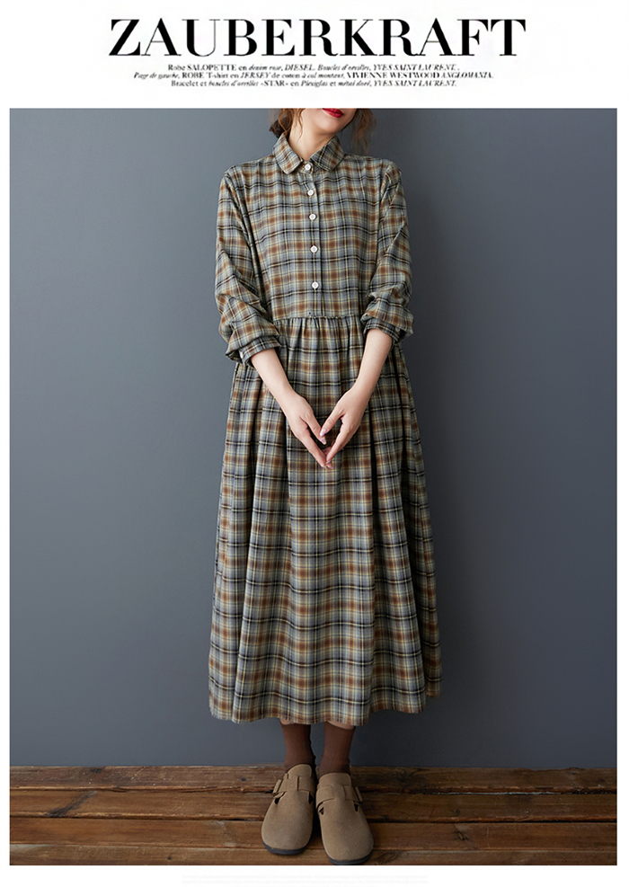 <br>ロングワンピース 秋 長袖 ティアード レディース きれいめ チェック柄 総柄 ティアードワンピース ミモレ丈 花柄長袖ワンピース ビッグシルエット ゆるっと カジュアル ゆったり 大人可愛い 着痩せ 大きいサイズ 送料無料