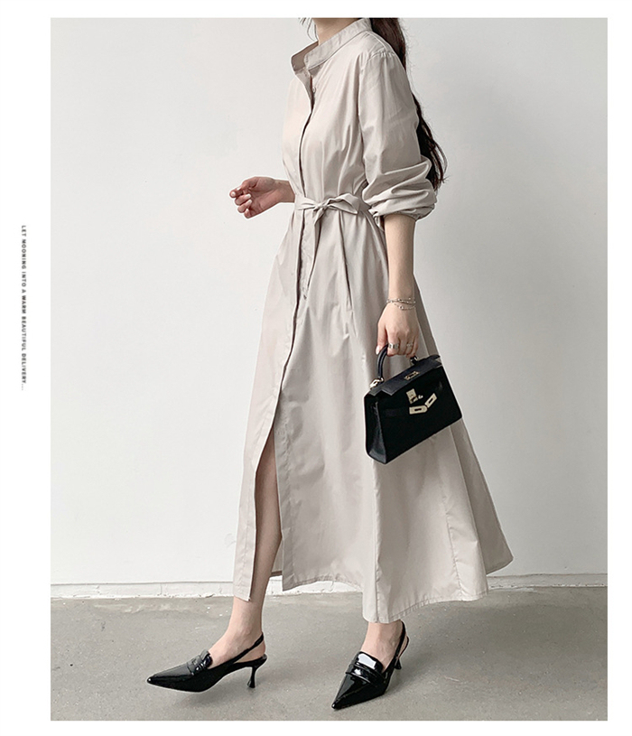 <br>シャツワンピース 長袖 レディース 大きいサイズ ロング マキシワンピース ロングシャツワンピ ぽわん袖 バルーンスリープ プリーツワンピ プリーツ きれいめ マキシ丈 無地 ワンピース ビッグシルエット カジュアル 送料無料