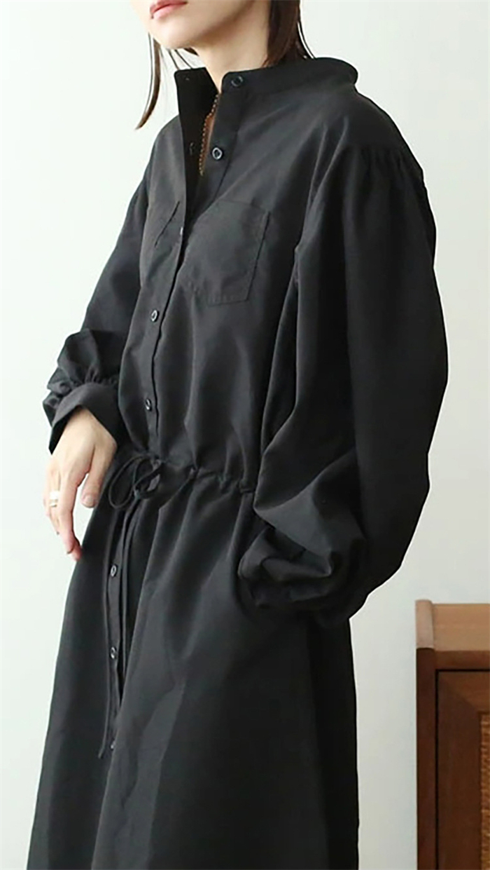 <br>シャツワンピース 長袖 レディース 大きいサイズ ロング マキシワンピース ロングシャツワンピ ぽわん袖 バルーンスリープ プリーツワンピ プリーツ きれいめ マキシ丈 無地 ワンピース ビッグシルエット カジュアル 送料無料