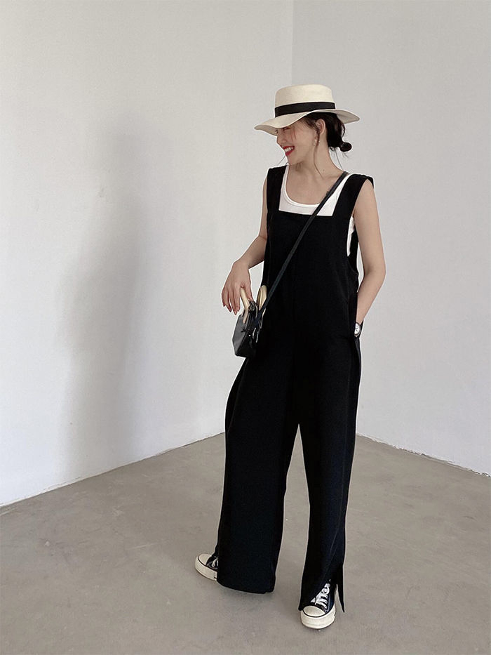 <br>薄手 ロペット パンツ レディース オールインワン 春 夏 きれいめ オーバーオール サロペ ワイドパンツ ワイド 大人 ロング丈 パンツ つなぎ サロペ ゆったり ロング丈 ノースリーブ オフィス オケージョン 楽ちん レイヤード 送料無料