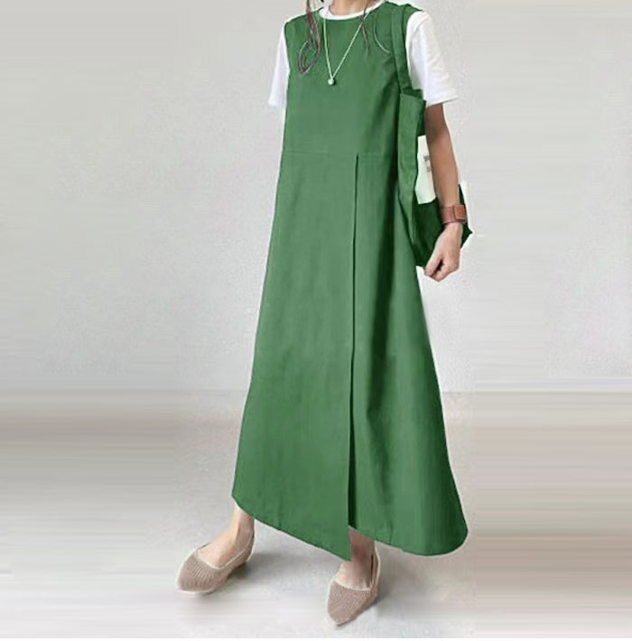 ワンピース 夏 ノースリーブ きれいめ ロング レディース リネン風 二の腕カバー 体型カバー 50代 40代 30代 お洒落 可愛い ベージュ ブラック 黒 リネン風ノースリーブワンピース ロングワンピース Aライン マキシ丈 ゆったり 大人 着痩せ
