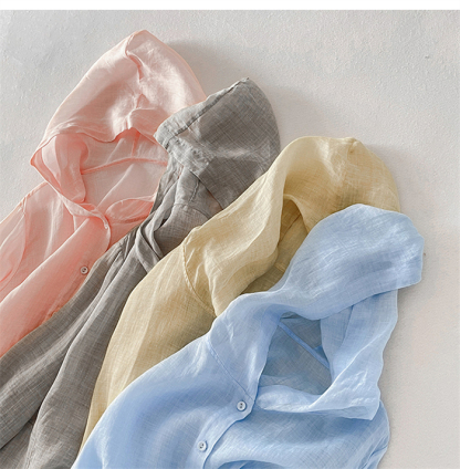 パーカー レディース uvカット 春 夏 カーディガン ショート丈 薄手 UV 麻風 ぽわん袖 涼しい アウター ライトアウター 長袖パーカー フード付き 帽子 ジャケット 羽織り 紫外線対策 トップス 長袖 無地 冷房対応 日焼け止め 通勤 送料無料