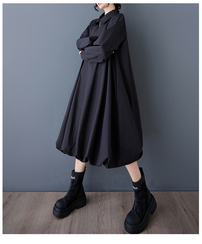 シャツワンピース 半袖 夏 レディース きれいめ バルーン 大きいサイズ カジュアル ロングワンピース ロング ワンピース マキシ丈 Uネック ウェストゴム バルーンスカート ひんやり シンプル 送料無料 フレンチスリーブ 体型カバー ゆったり