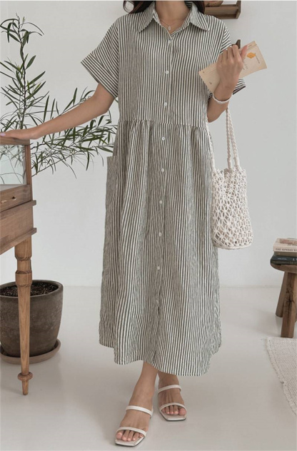 シャツワンピース レディース 低身長 半袖 ロングシャツワンピース 春夏 ロング マキシ マキシワンピース シンプル 大きいサイズ aライン 体型カバー 着痩せ ゆったり Vネック ロングワンピース カジュアル きれいめ 大人可愛い 送料無料