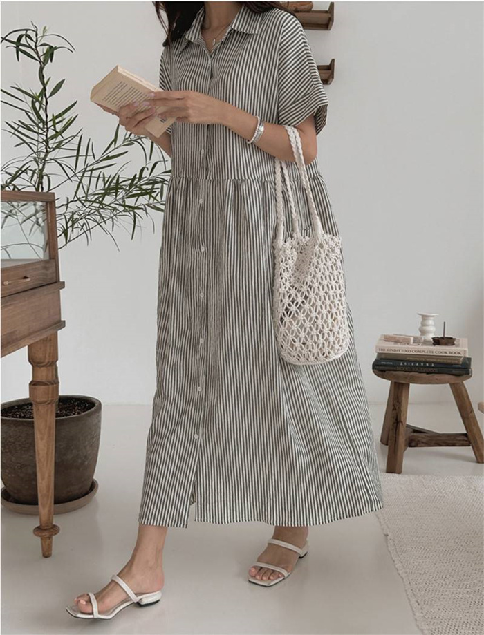 シャツワンピース レディース 低身長 半袖 ロングシャツワンピース 春夏 ロング マキシ マキシワンピース シンプル 大きいサイズ aライン 体型カバー 着痩せ ゆったり Vネック ロングワンピース カジュアル きれいめ 大人可愛い 送料無料