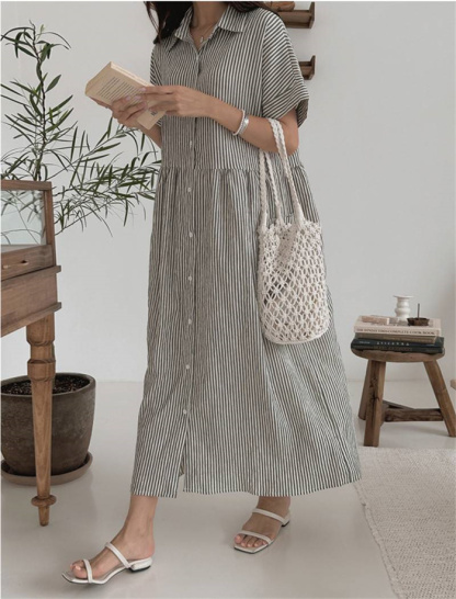 シャツワンピース レディース 低身長 半袖 ロングシャツワンピース 春夏 ロング マキシ マキシワンピース シンプル 大きいサイズ aライン 体型カバー 着痩せ ゆったり Vネック ロングワンピース カジュアル きれいめ 大人可愛い 送料無料